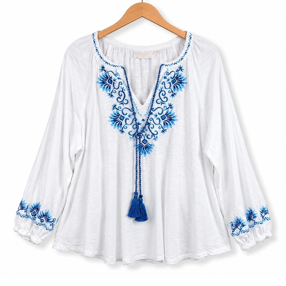 Bellisima Kim Gravel Medium White Mykonos Mamma Mia Embroidered Top A688260